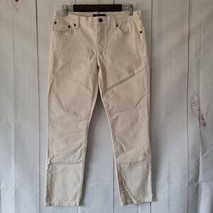 Lauren Ralph Lauren Cotton Denim Jeans, Ivory, Modern Straight Ankle, Women’s 10